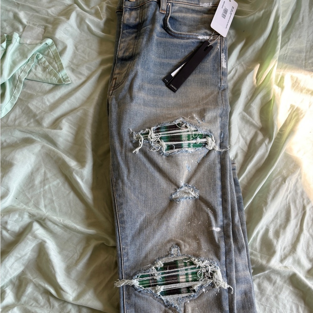 Amiri mx1 plaid indigo jeans